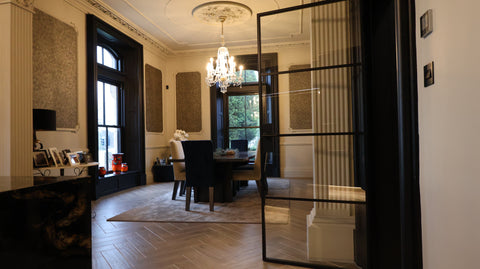 Crittall Style door installed in a open plan kitchen by Steel Door Company