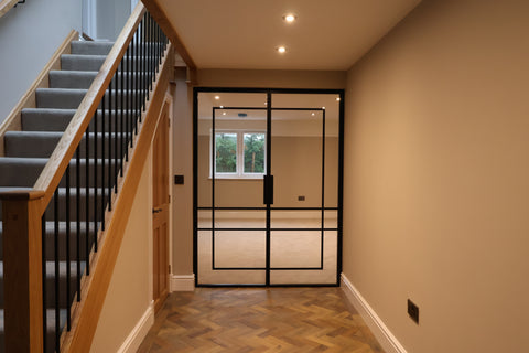 Double internal glass door in a modern home