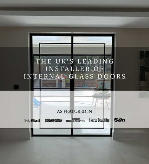 Internal glass door in a modern interior letting the light flow through the home