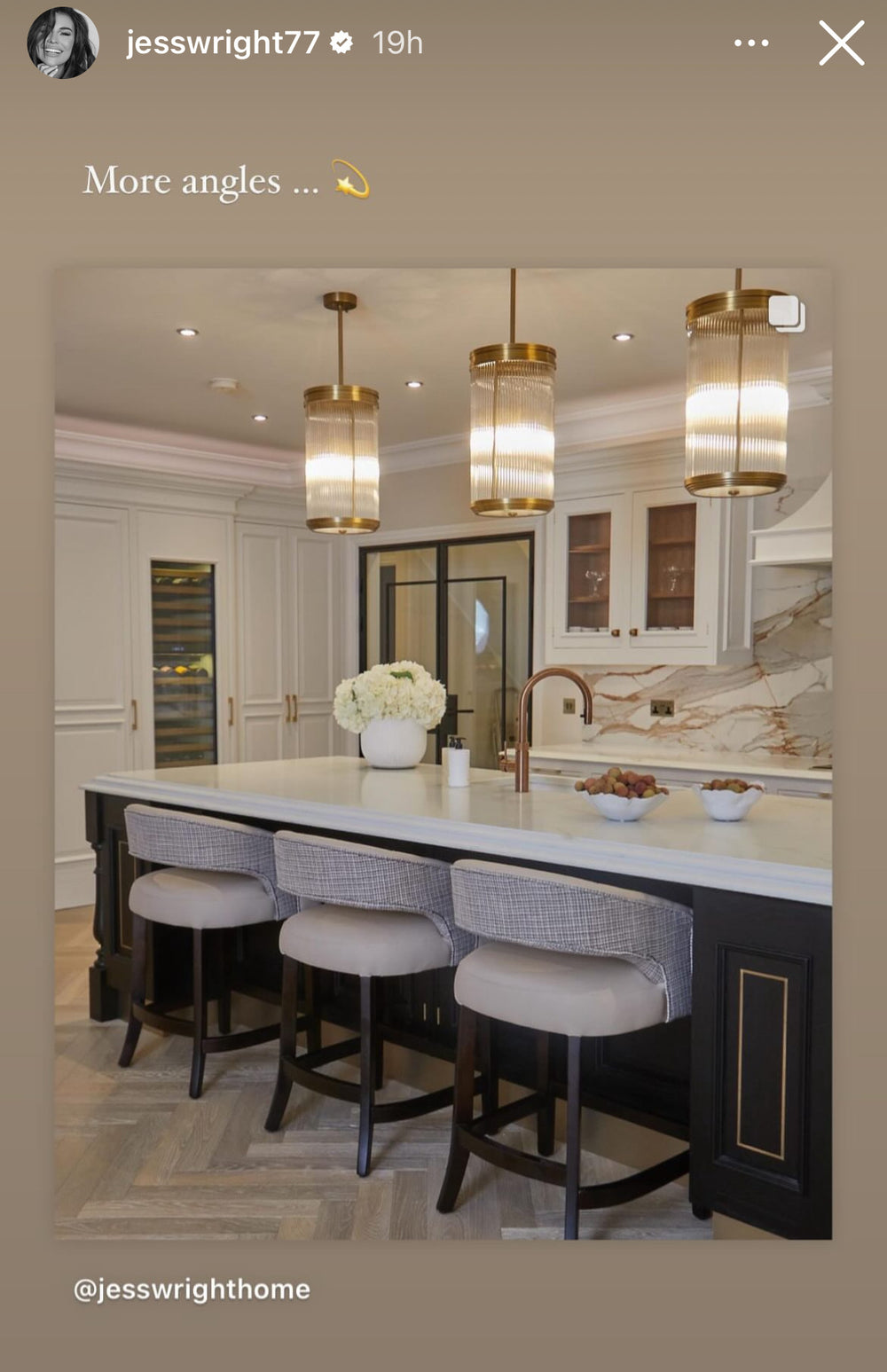 A screenshot from Jess Wright's instagram showing the doors in her home