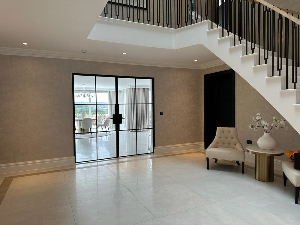 Modern steel double door installed for Mark Wright and Michelle Keegan by the Steel Door Company in Essex