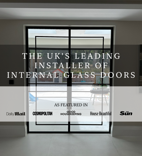 Internal glass door in a modern interior letting the light flow through the home