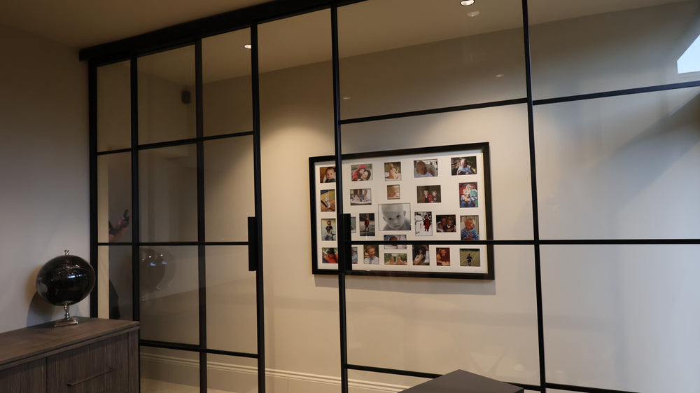 Big double sliding door for a home office in Harrogate which floods the room with natural light